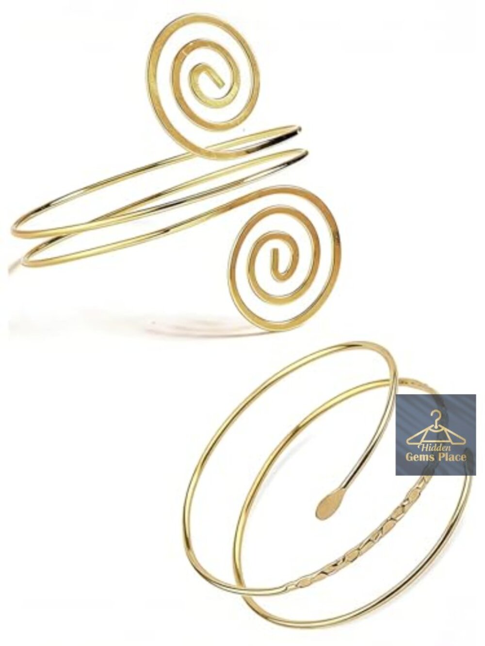 2pcs Adjustable Gold Plated Upper Arm Cuff Bracelets Minimalist Wire Armlets